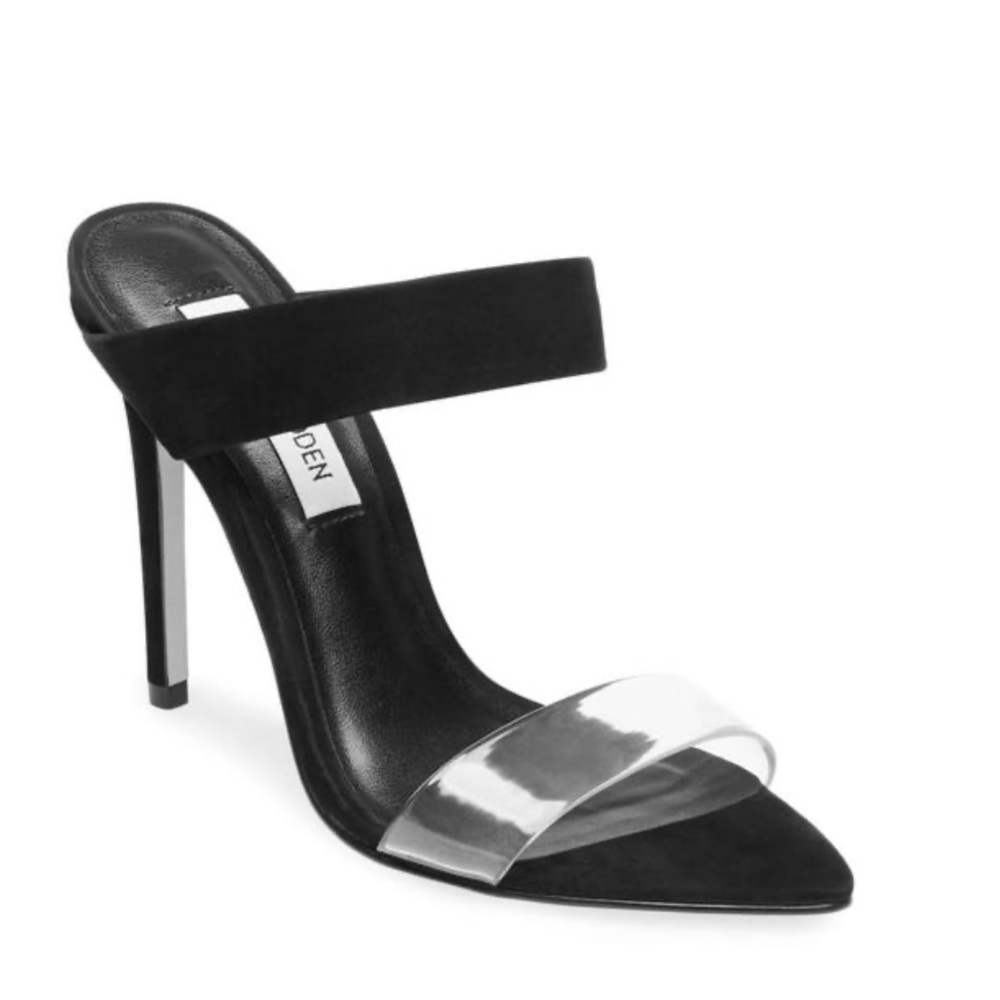 Steve Madden Black and Silver Sandals